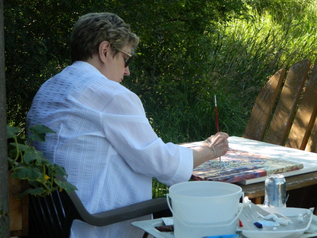 Artist working Coutts, Alberta Remembers, Karen Brownlee, Artist, painting, Rural, Lethbridge artist